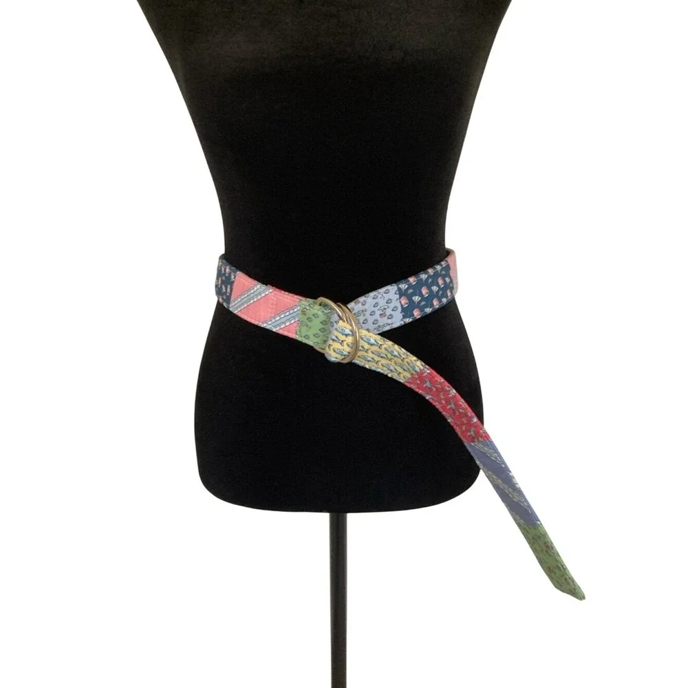 Vineyard Vines‎ Shep & Ian Multicolor Golf Patchwork Fabric Cloth Belt Size M